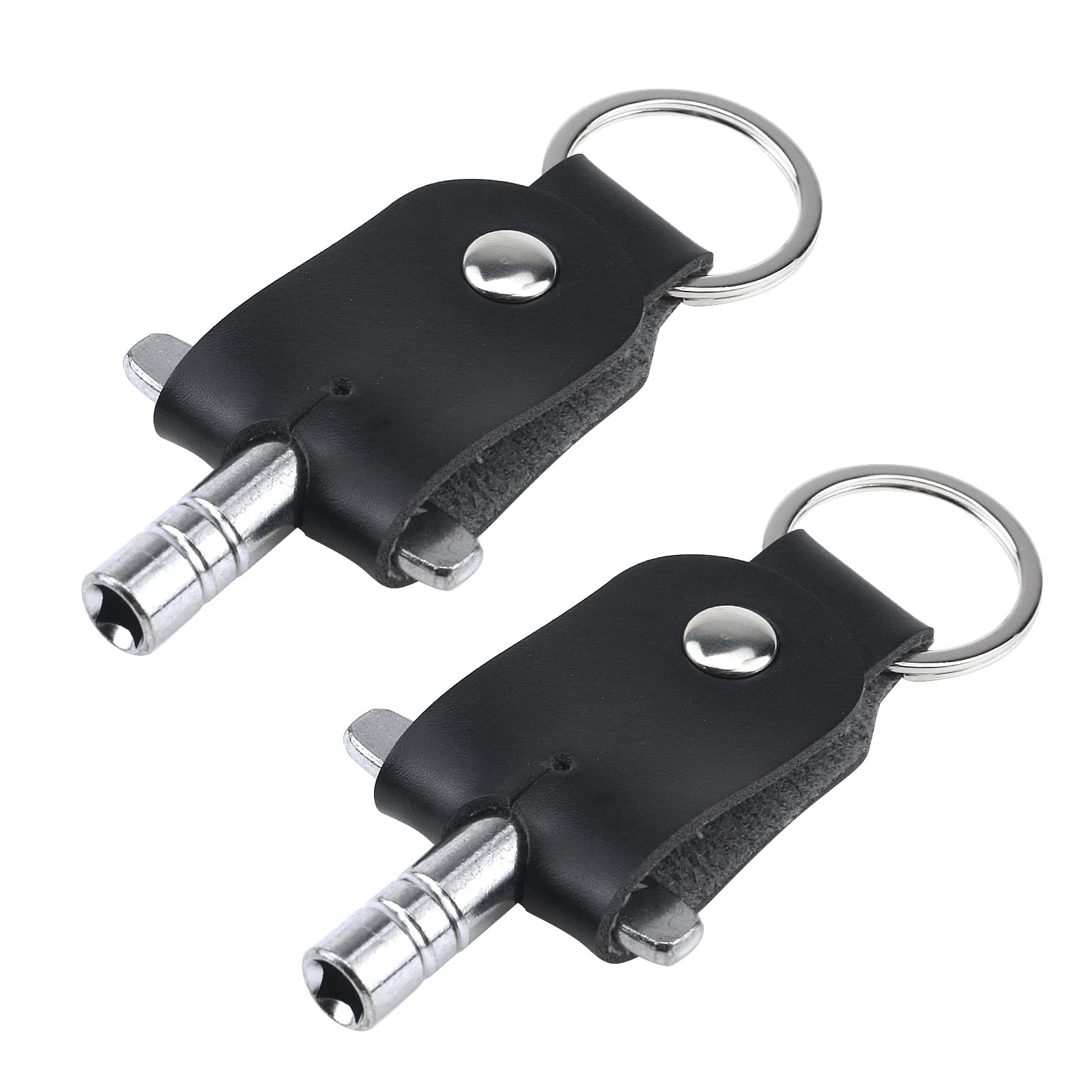 Dnyta 2 Pack T Shaped Drum Tuning Key With Leather Key Chain Drum Adjusting Accessory Wrench Drum Kit Universal Tool Black